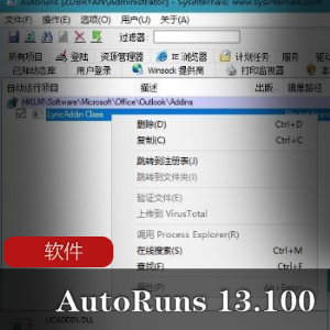 使用软件《 AutoRuns 13.100汉化特别版》启动项管理工具推荐